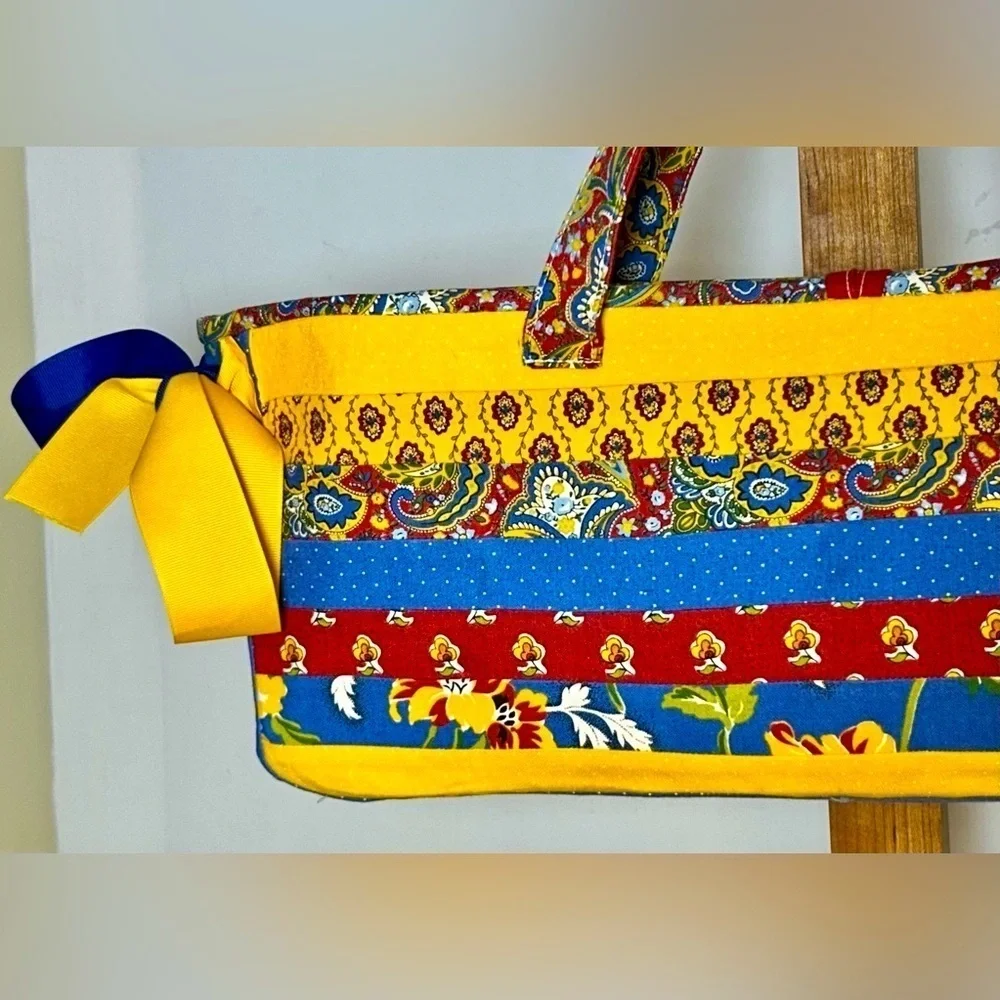 Vibrant & Colorful Art to Wear Beach Tote Bag with Fabric-Covered Button Closure